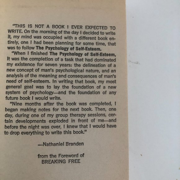 ⭐️BOGO Free⭐️ Breaking Free Mass Market Paperback by Nathaniel Branden - Picture 7 of 16